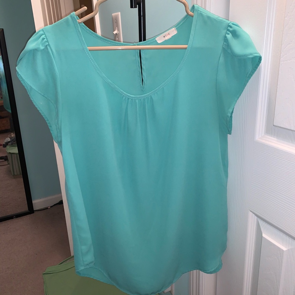 Teal Short Sleeve Blouse